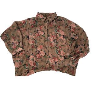Cotton Candy Sheer Floral 3/4 Sleeve Button-Up Blouse Size Medium